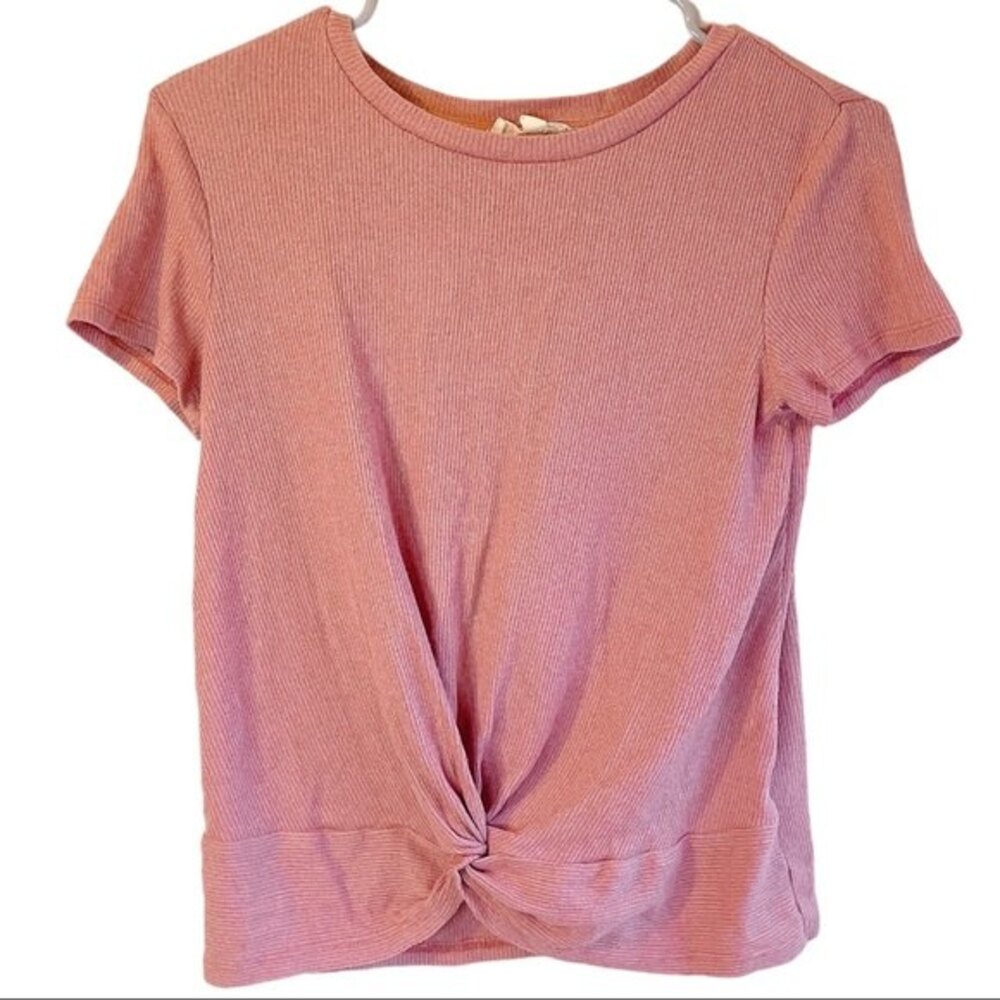 Pink Republic Basic Ribbed Old Rose Short Sleeved Tee Shirt Size Small